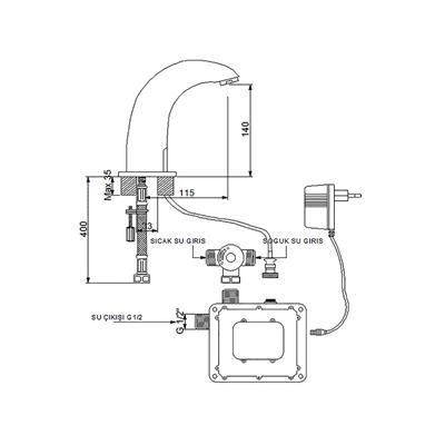 NEWARC TEKNO FOTOSELLİ ELİTE FOTOSELLİ LAVABO BATARYASI ALTIN