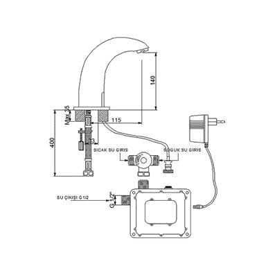 NEWARC TEKNO FOTOSELLİ ELİTE FOTOSELLİ LAVABO BATARYASI SİYAH
