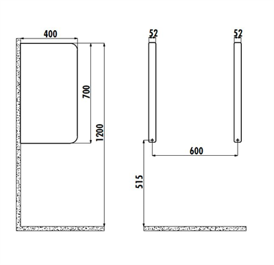 Pisuar Ara Bölme 5 cm Ekstra - Basalt Mat
