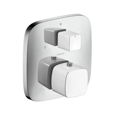 PuraVida Ankastre Termostatik Banyo Bataryası Açma Kapama - Yönlendirme Valfi İle Beyaz/Krom