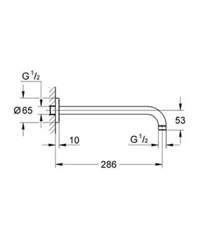 Rainshower Duş Başlığı Kolu 286 mm Krom
