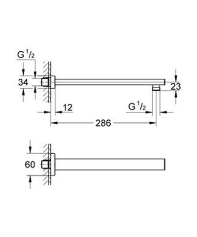 Rainshower Duş Başlığı Kolu 286 mm Krom