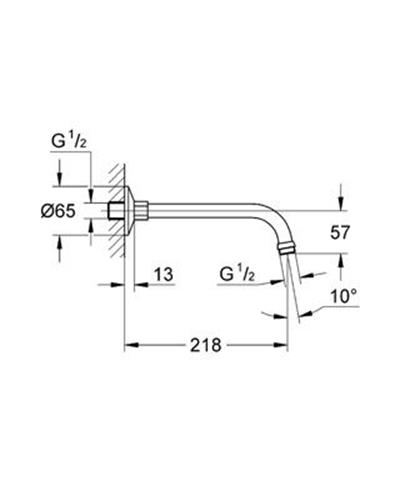 Relexa Duş Başlığı Dirseği 218 mm Krom