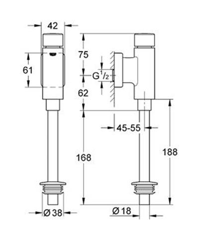 Grohe 37342000 Rondo Pisuar İçin Yıkama Valfi Krom