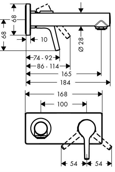 Talis S Tek Kollu Lavabo Bataryası Ankastre 165 mm duvardan