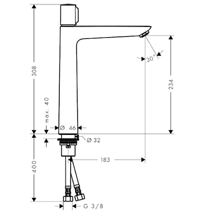 Talis Select E Tek Kollu Lavabo Bataryası 240, Kumandasız