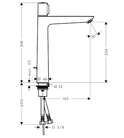 Talis Select E Tek Kollu Lavabo Bataryası 240, Kumandalı