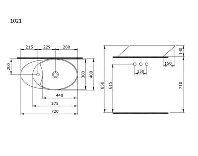 Bocchi 1021-020-0126 Vessel Bataryalı Çanak Lavabo 72 cm Antrasit