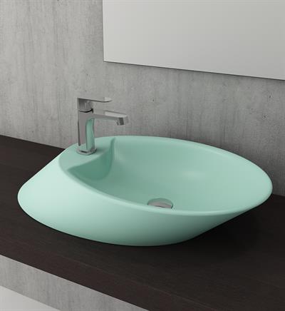 Bocchi 1021-033-0126 Vessel Batarya Banklı Çanak Lavabo 72 cm Mat Mint Yeşil