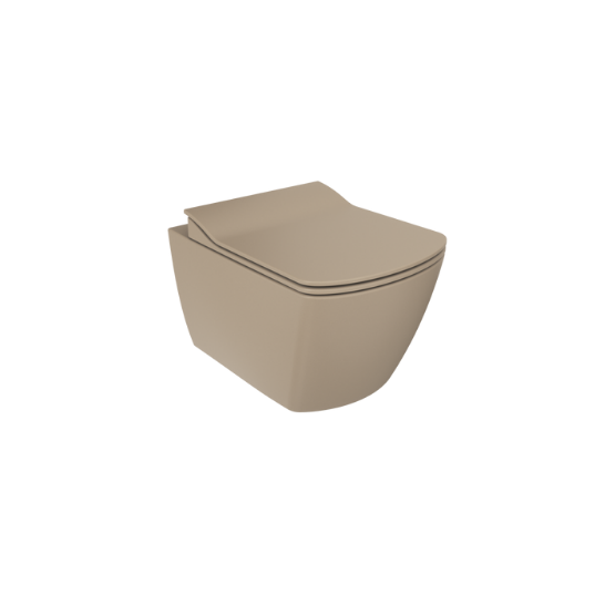 Creavit Eg321 Elegant Rim-off Kanalsız Duroplast Yavaş Kapanan Klozet Kapaklı Mat Cappucino Set Mat Cappucino