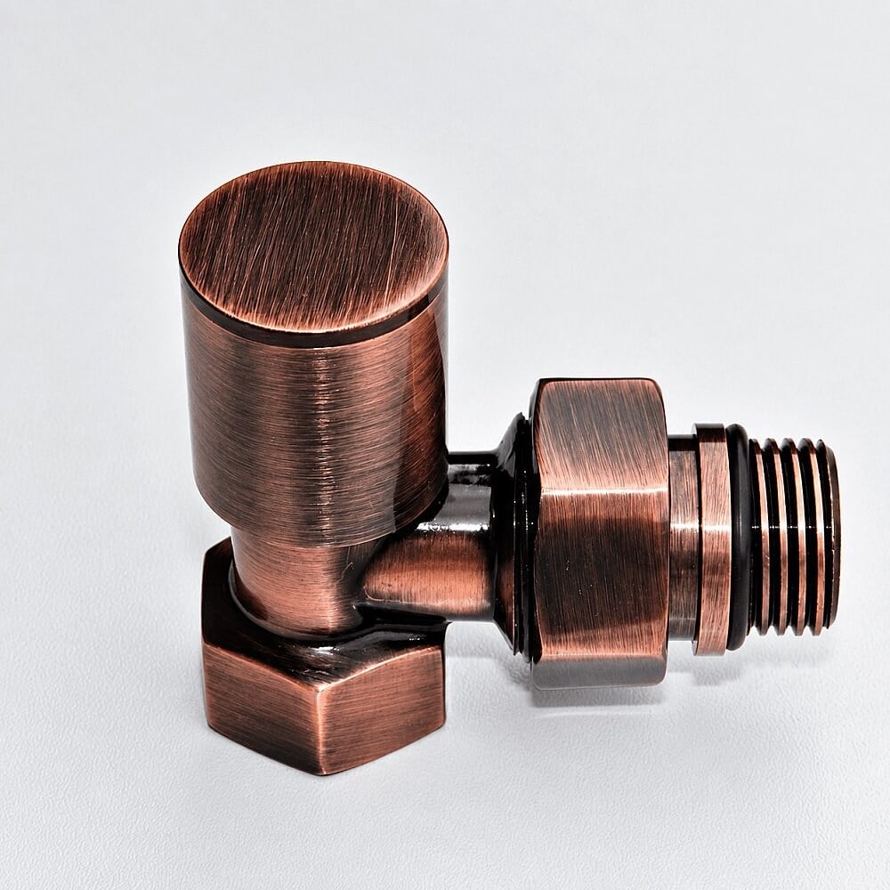 Radyatör Vanası 1/2'' Bakır Eskitme Köşe (Metal Volanlı)