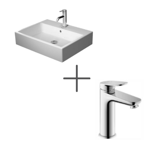 Duravit Vero Air 60 cm Lavabo Ve Wave Lavabo bataryası, Medium