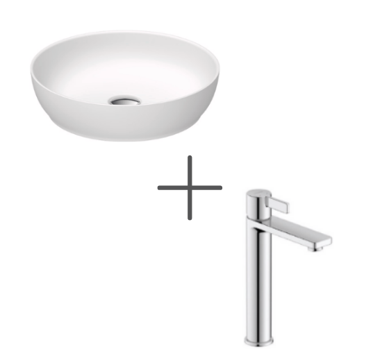 Duravit Sivida Oval Çanak Lavabo 40 cm Mat Beyaz Ve D-Neo Lavabo Bataryası, Large