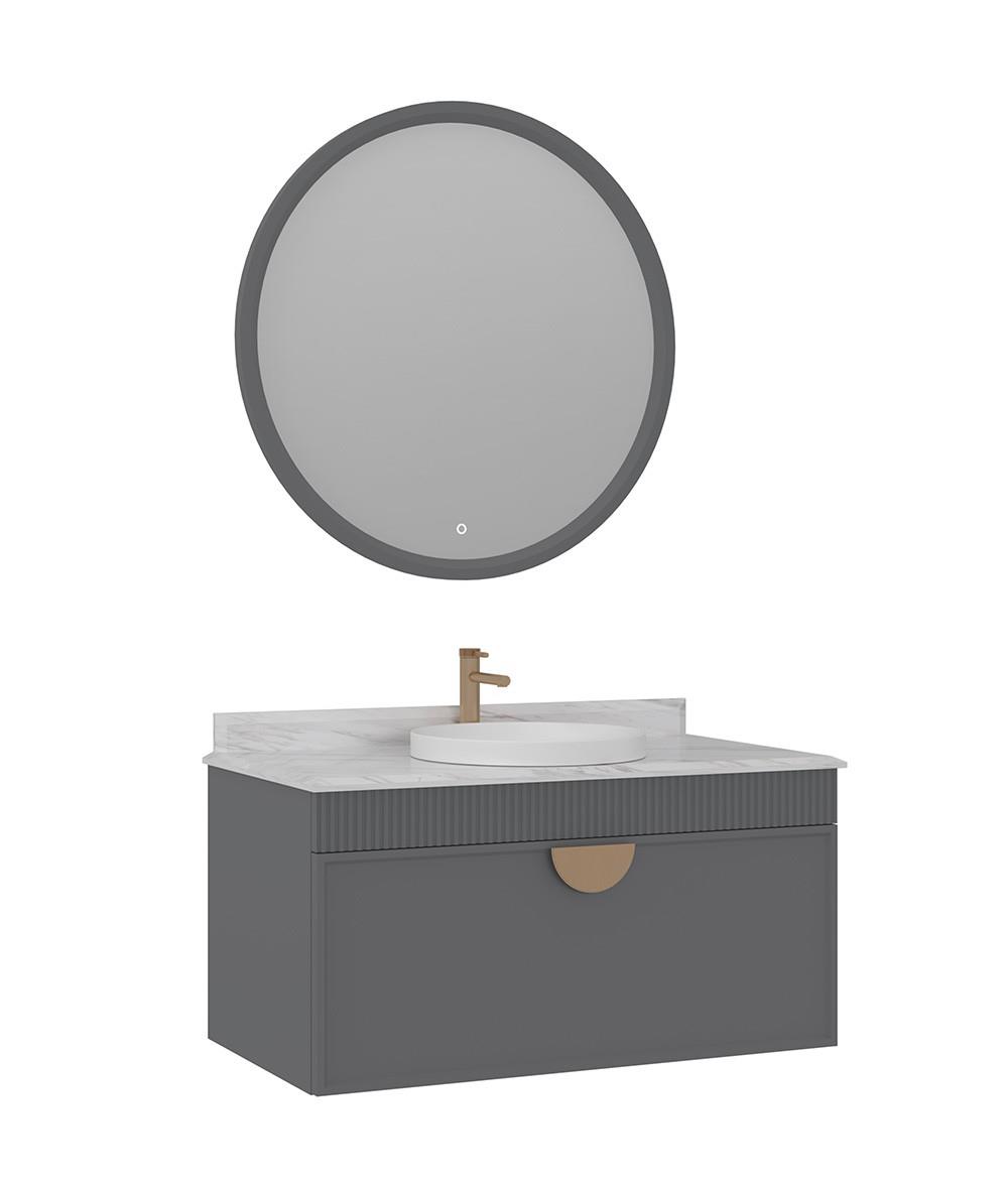 Orka Molino 100 cm Banyo Dolabı Takımı Mat Gri