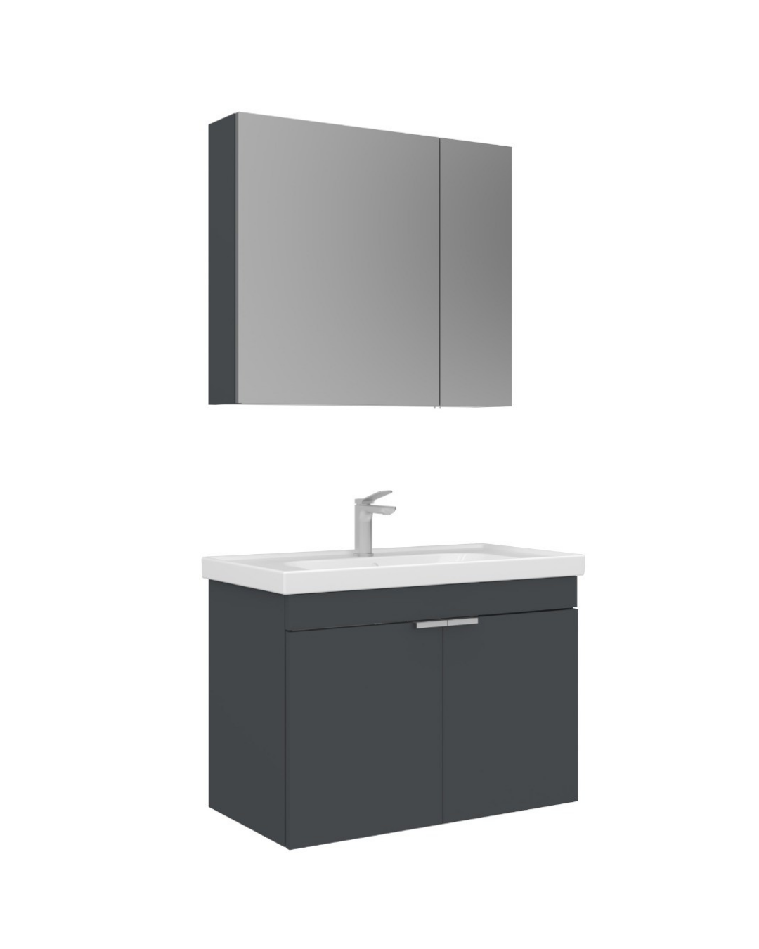 Orka Desna 90 cm Takım Ayna Dolaplı Antrasit