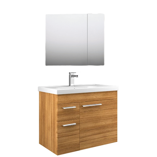  Orka Enez 80 cm Banyo Dolabı Takım Koyu Meşe (Teak)