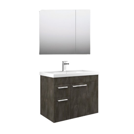 Orka Enez 80 cm Banyo Dolabı Takım Antrasit (Desenli)