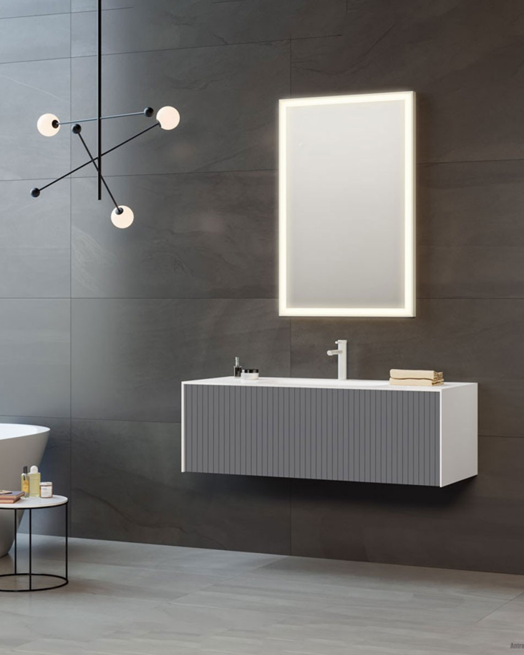 Orka Cube 100 CM Banyo Dolabı Takımı Mat Antrasit