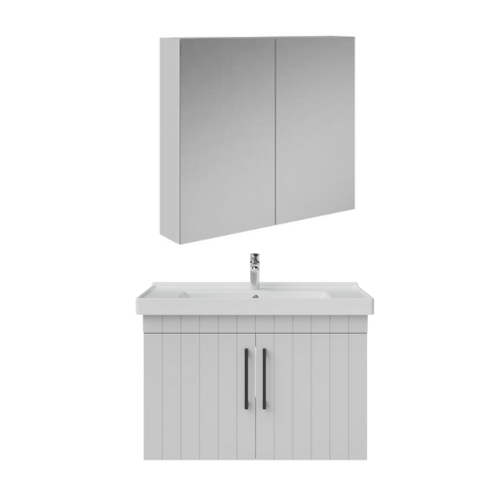 Creavit D20 80Cm Kapaklı Lavabo Dolabı Dolaplı Ayna Takımı Beyaz Lake