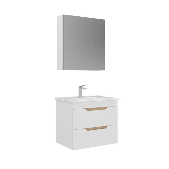 Orka Lena 65 cm Ayna Dolaplı Çekmeceli Banyo Dolabı Beyaz
