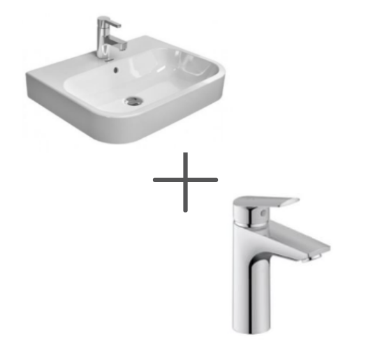 Duravit HappyD.2 60 cm Lavabo Ve No.1 Lavabo Bataryası, Medium
