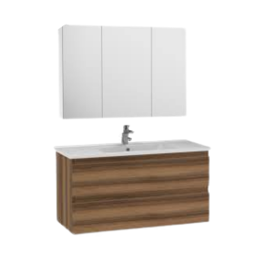 Creavit Alinda Lavabo Dolaplı Ve Aynalı Dolap Takımı Açık Ceviz 120 cm