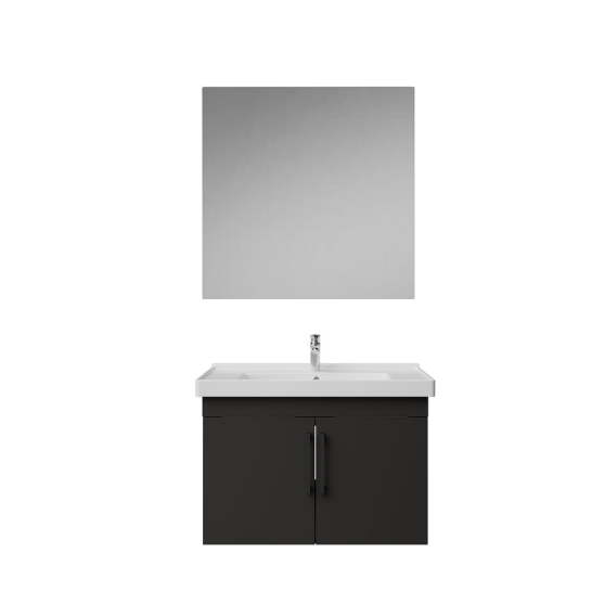 Creavit D20 Kapaklı Lavabo Dolabı Düz Ayna Takımı Antrasit  80 cm