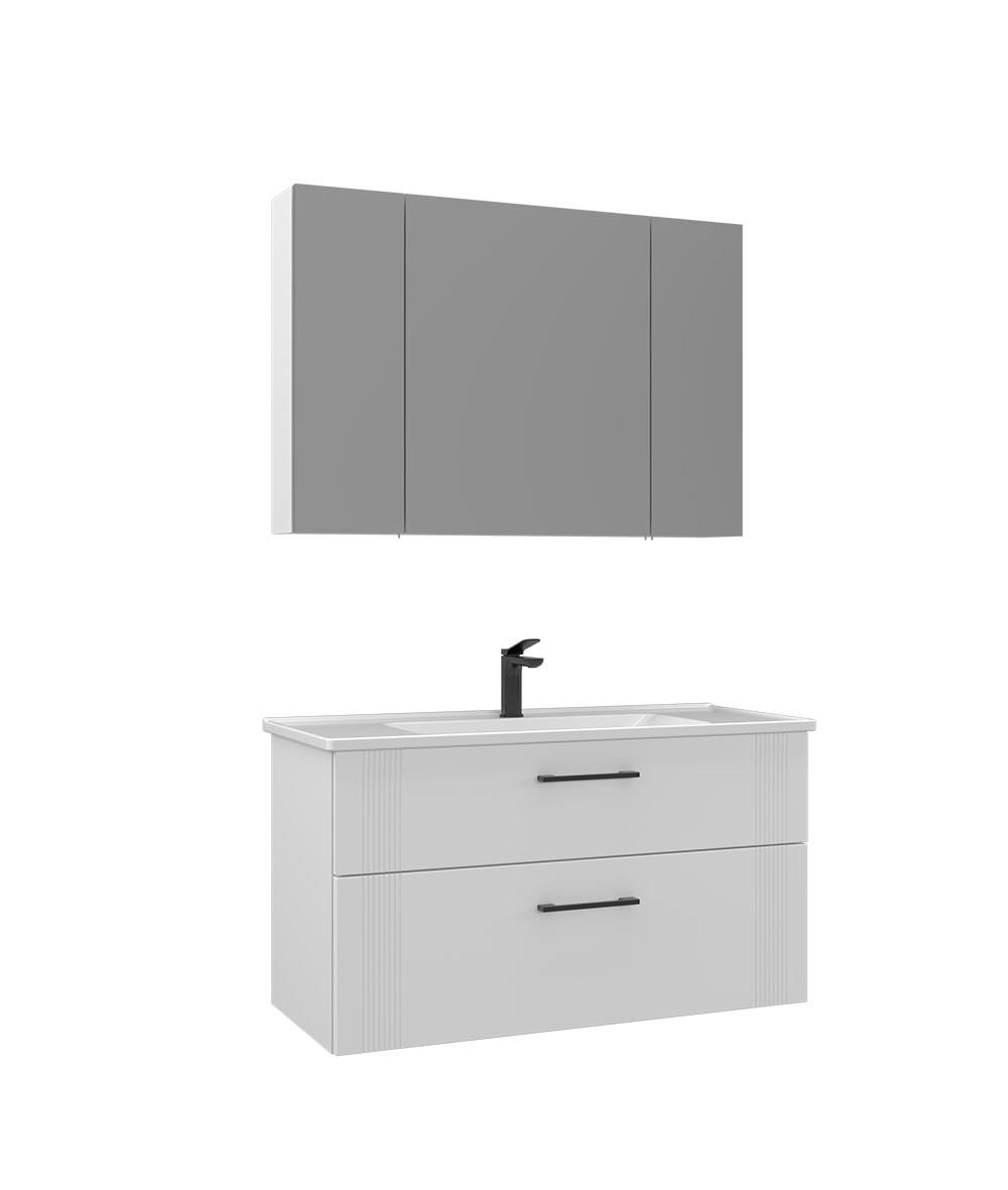 Orka Bari 85 cm Banyo Dolabı Takımı Mat Beyaz