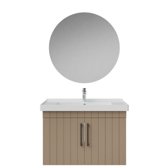 Creavit D20 80Cm Kapaklı Lavabo Dolabı Yuvarlak Ayna Takımı Dafne Lake