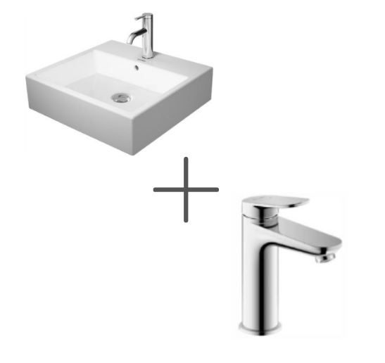 Duravit Vero Air 50 cm Lavabo Ve Wave Lavabo bataryası, Medium