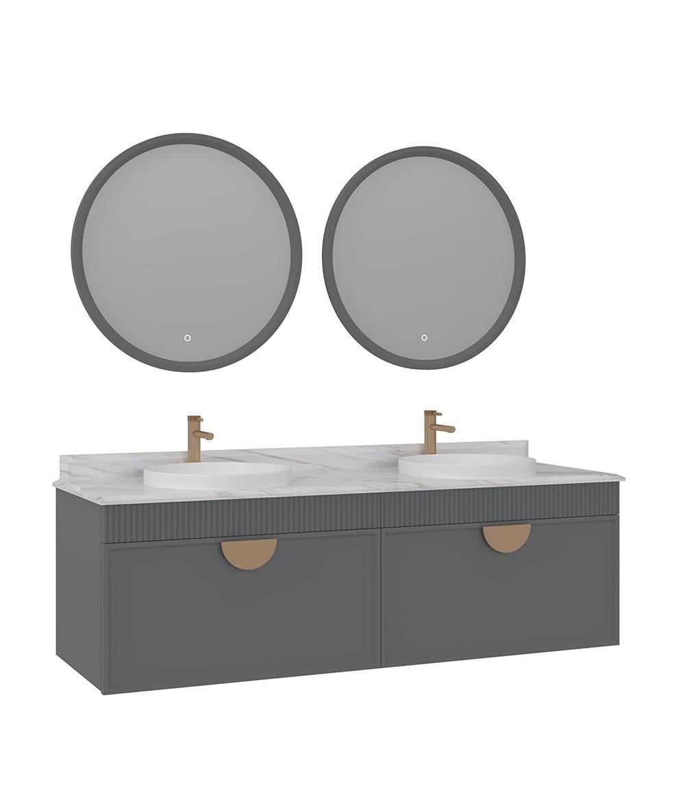 Orka Molino 160 cm Banyo Dolabı Takımı Mat Gri