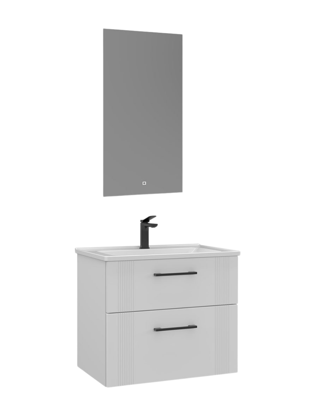 Orka Bari 65 cm Banyo Dolabı Takımı Led Aynalı Mat Beyaz