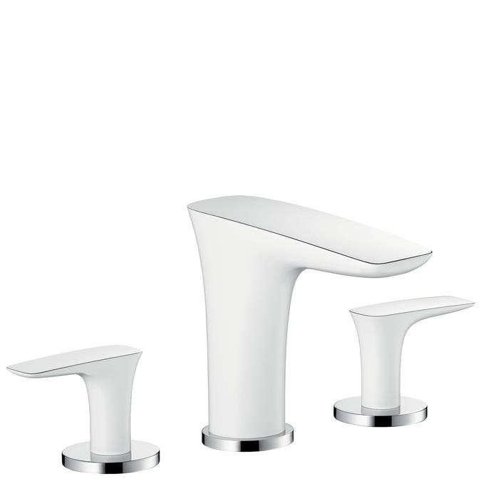 3 DELİKLİ LAVABO BATARYASI 100 KUMANDA SETİ İLE BEYAZ KROM