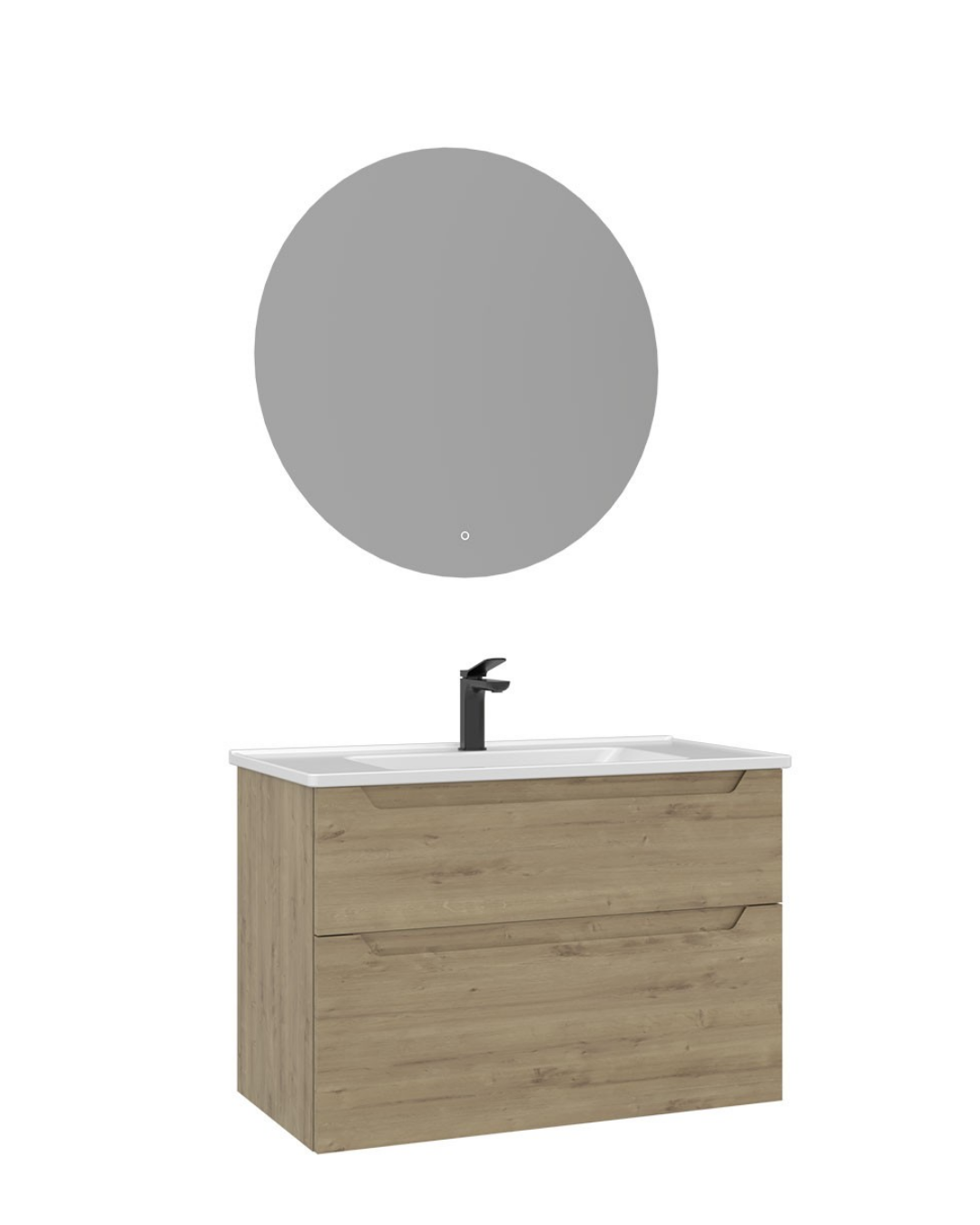 Orka Messina 100 cm Banyo Dolabı Takımı Led Aynalı Meşe