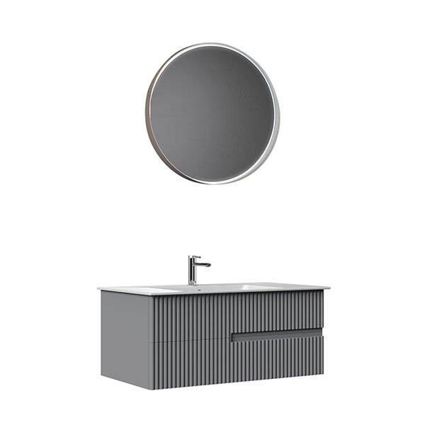 Orka Moonlight 90 cm Banyo Dolabı Takım Mat Gri