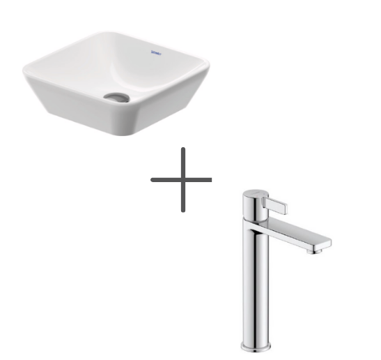 Duravit D-Neo 40 cm kare Çanak Lavabo Ve D-Neo Lavabo Bataryası Large