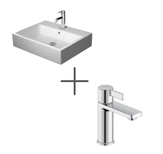 Duravit Vero Air 60 cm Lavabo Ve  D-Neo Lavabo Bataryası, Medium