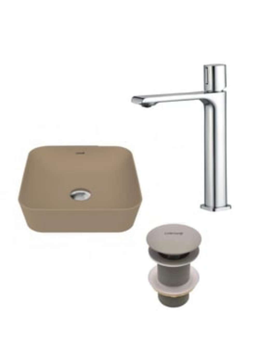 Creavit Ultra Tezgah Üstü Lavabo Ve Alfa Çanak Armatür Seti Mat Cappuccino