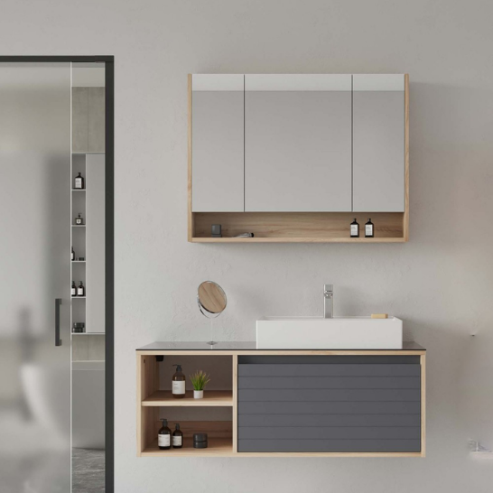 Orka Prato 120 cm Banyo Dolabı Takımı Legnana Açık Meşe Antrasit