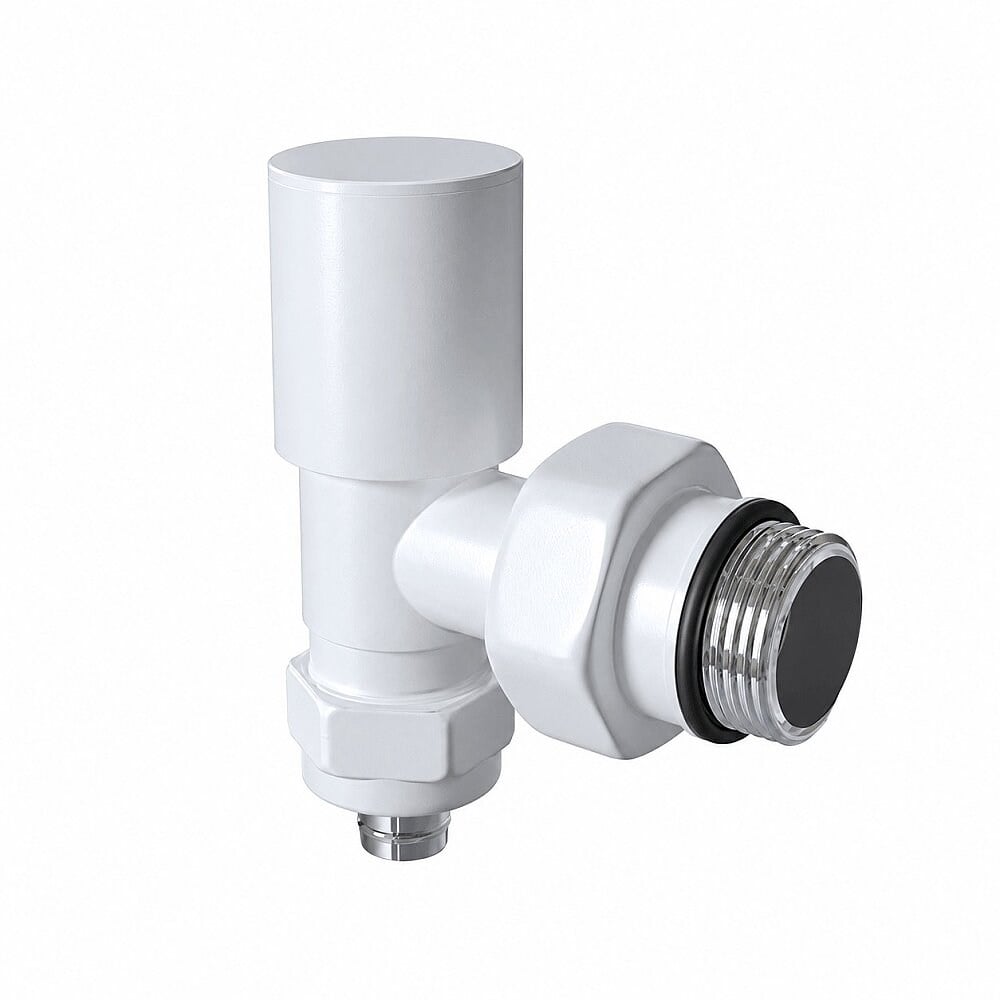 Radyatör Vanası 1/2'' Beyaz Köşe Pex (Metal Volanlı 16*2mm Boru Bağl. Rakorlu)