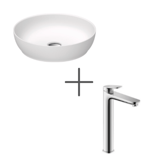 Duravit Sivida Oval  Çanak Lavabo 40 cm Mat Beyaz Ve Wave Lavabo bataryası, XL 