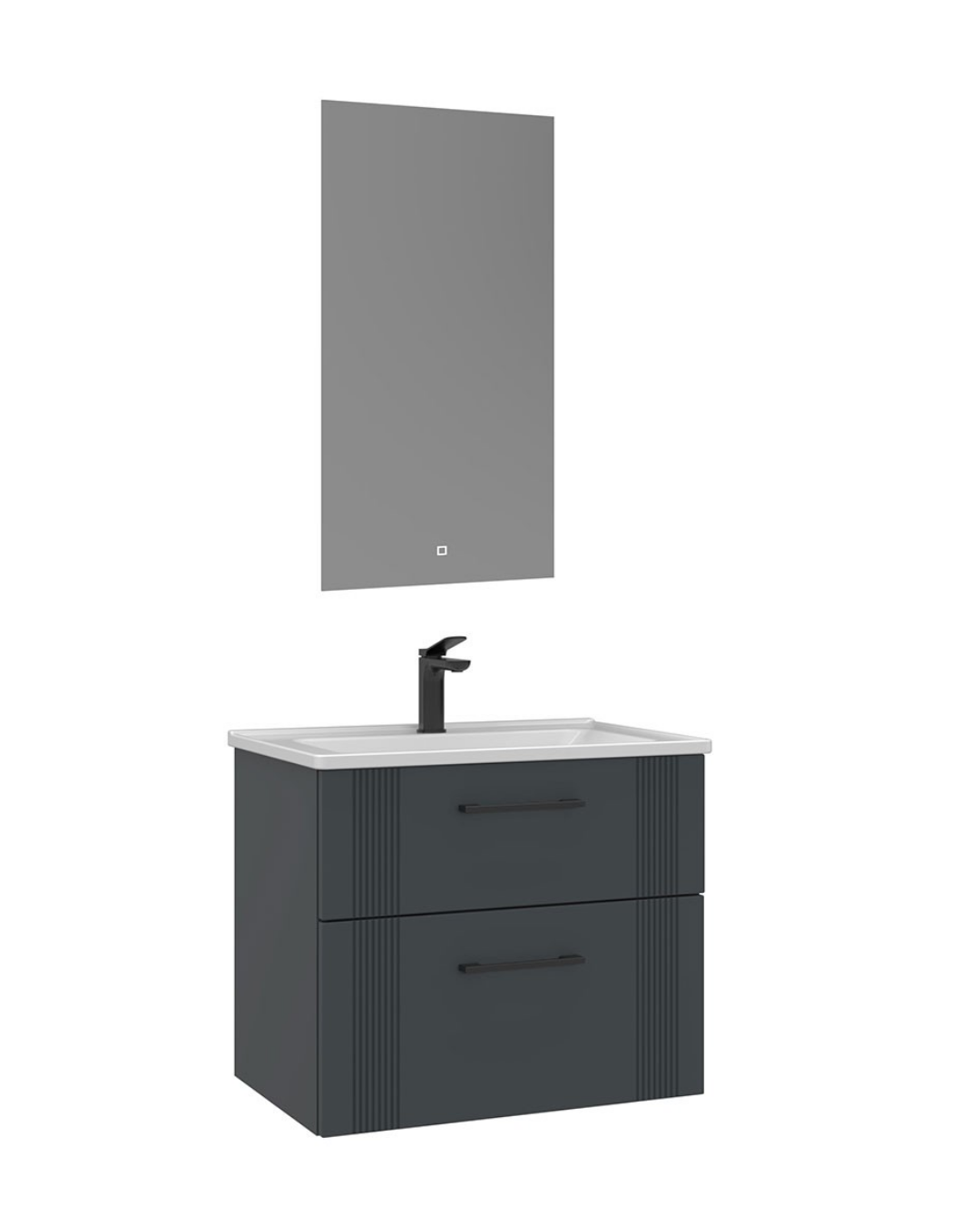 Orka Bari 65 cm Banyo Dolabı Takımı Led Aynalı Mat Antrasit