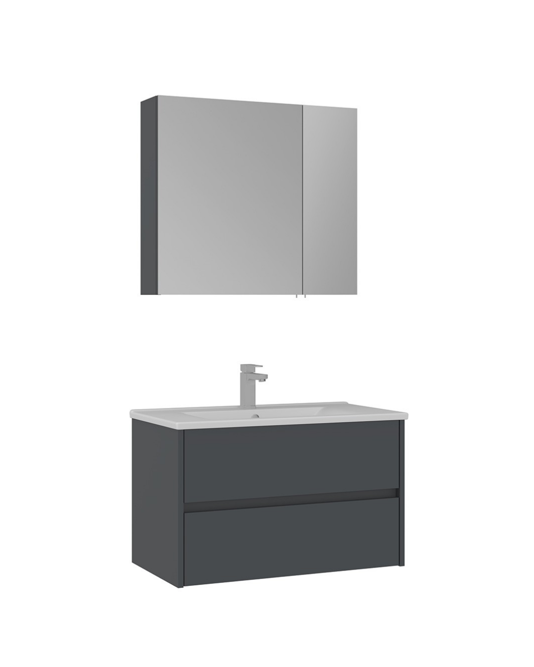 Orka Side 85 CM Çekmeceli Banyo Dolabı Takım Mat Antrasit