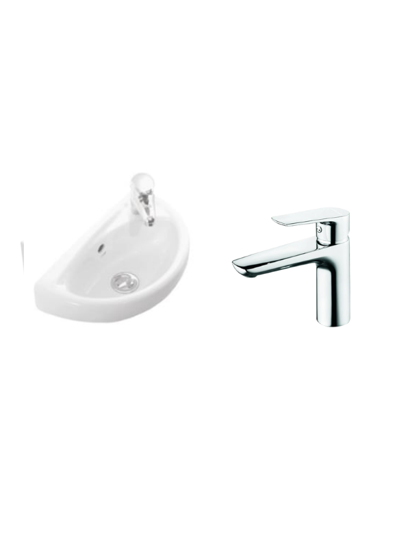 Creavit TP040 Oval Lavabo 23X40 cm Beyaz Ve Creavit Solo Lavabo Bataryası SO1500