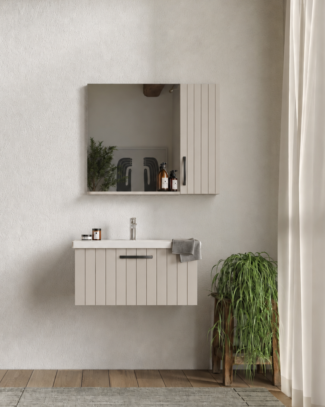 Creavit D10 Etajerli Aynalı Banyo Dolabı Takımı Dafne 65 cm