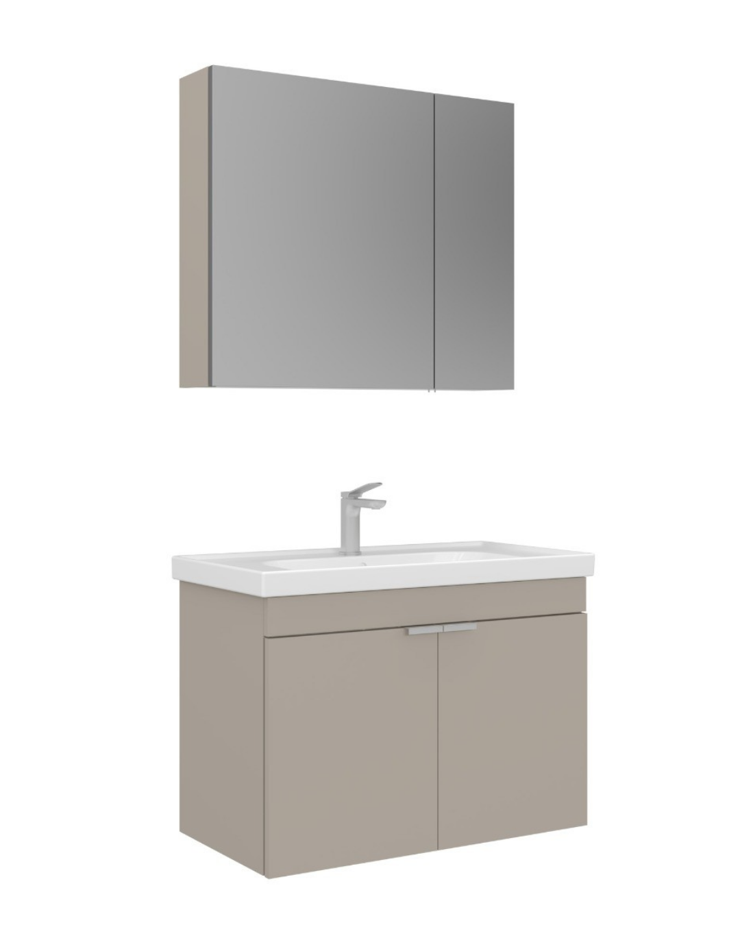 Orka Desna 90 cm Ayna Dolaplı Banyo Dolabı Takımı Çöl Beji