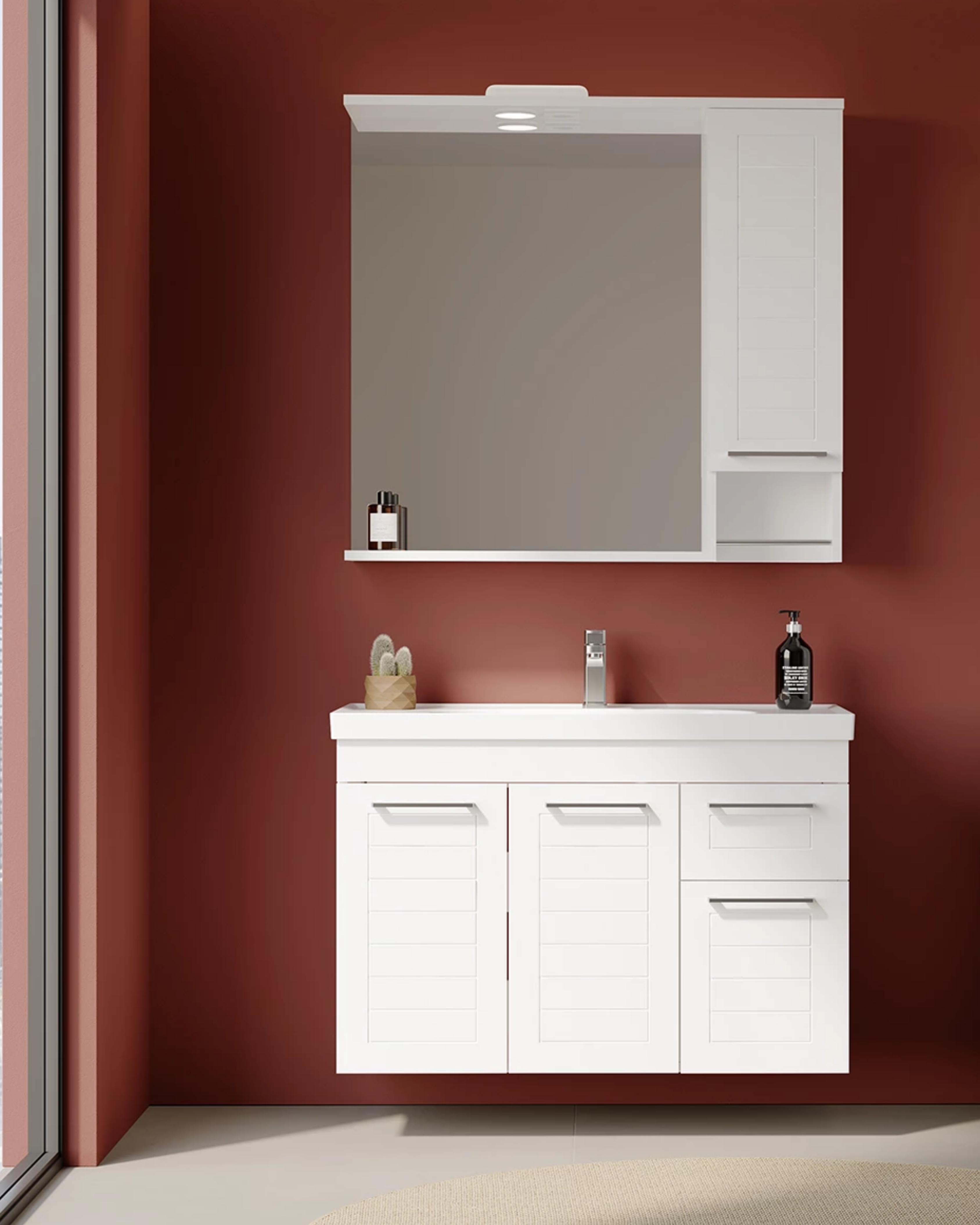 Orka Perge 100 Cm Beyaz Banyo Dolabı Takımı