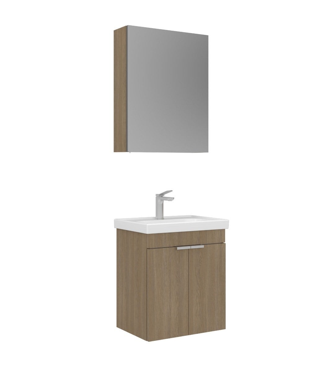 Orka Desna 50 cm Asma Banyo Dolabı Set, Dolaplı Ayna Budva
