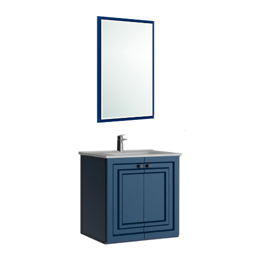 Creavit Kayra Mat Mavi Lavabo Dolabı Takımı Dolaplı 60 cm