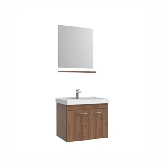 Creavit Note Banyo Dolabı Takımı Etajerli Ayna Meşe 65 cm 